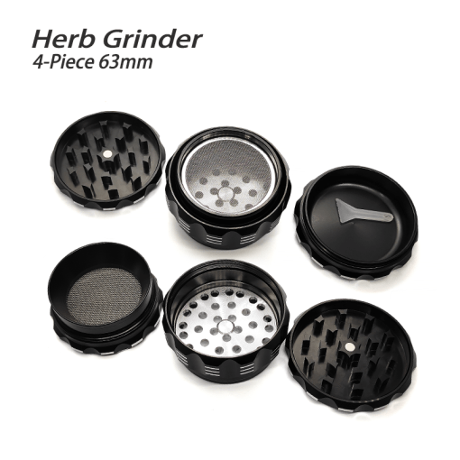 Waxmaid 4-Piece Polygon Herb Grinder Black 63mm