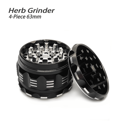 Waxmaid 4-Piece Polygon Herb Grinder Black 63mm