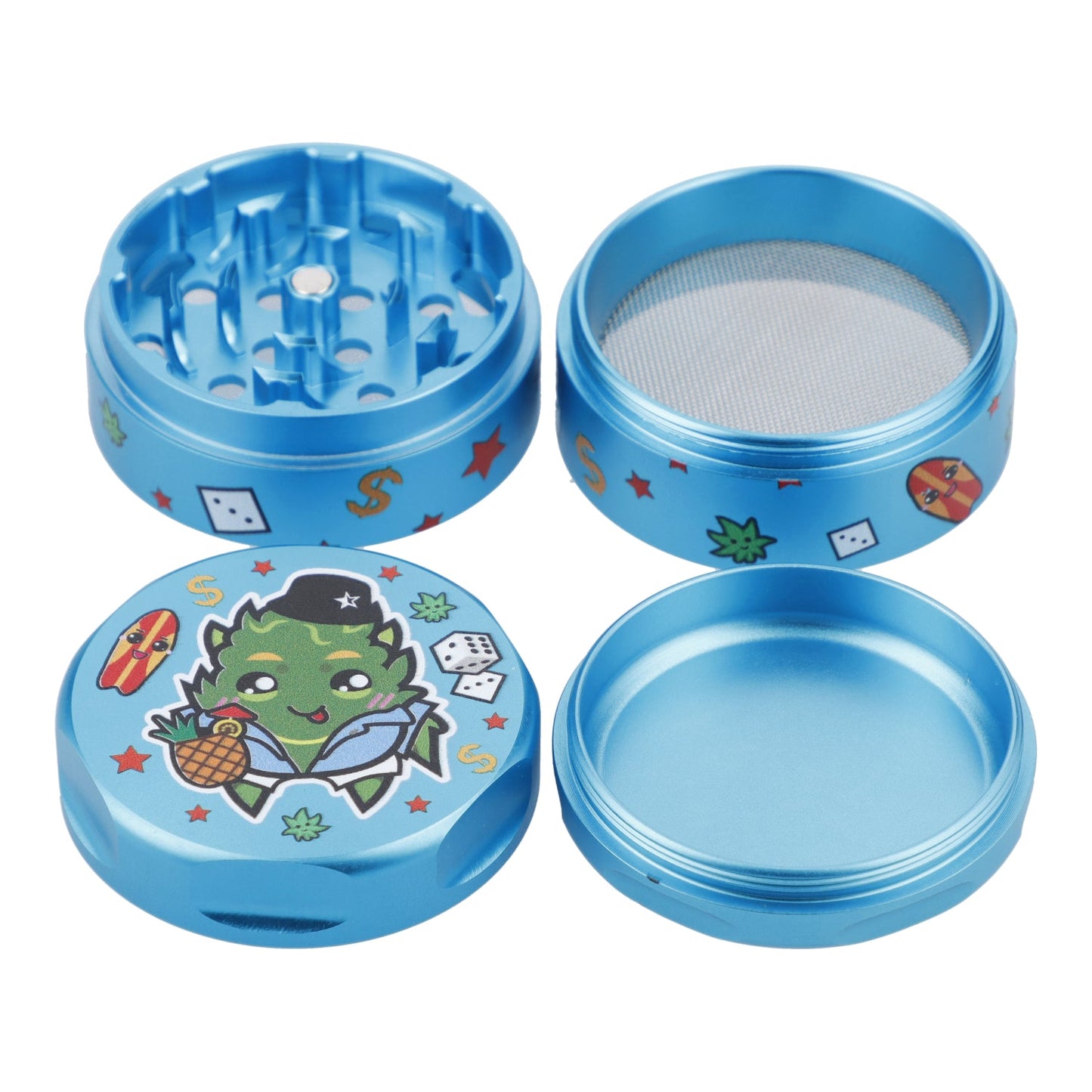 55mm Pineapple Express 3 Stage Grinder - Aqua